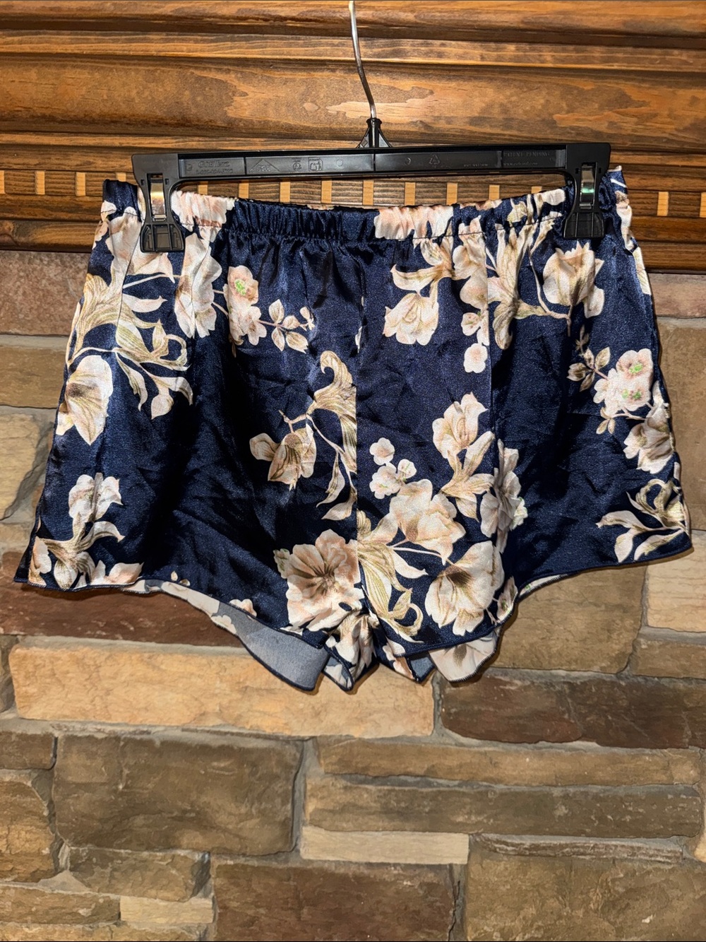 SHEIN Navy Blue Floral Satin Pajama Shorts